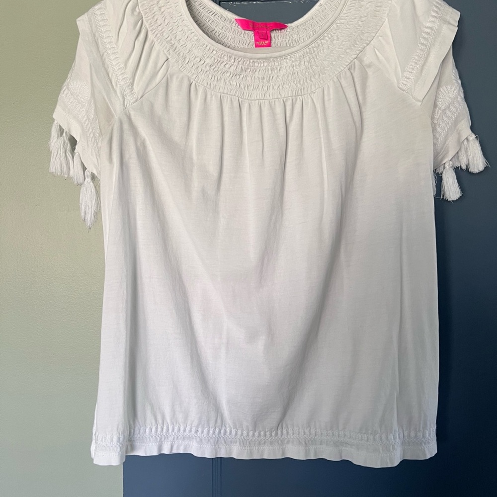 White Smocked Women's Top